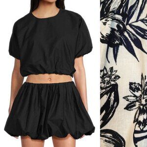 Industry Republic Tropical print Linen blend Cropped balloon top szXL